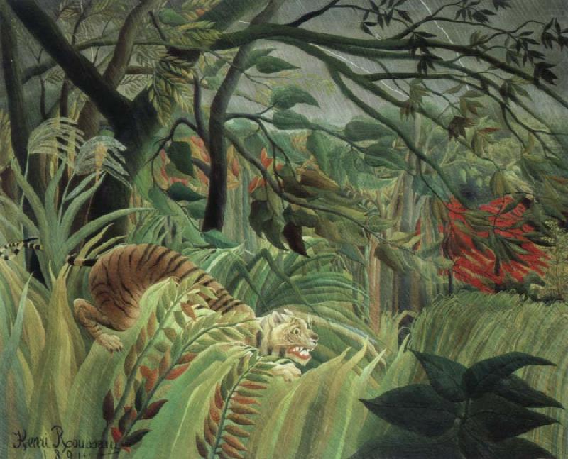 Henri Rousseau tiger in a tropical storm china oil painting image